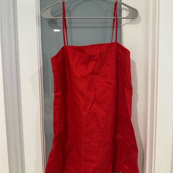 Reformation Aubree Linen Dress Red S - Picture 2 of 3